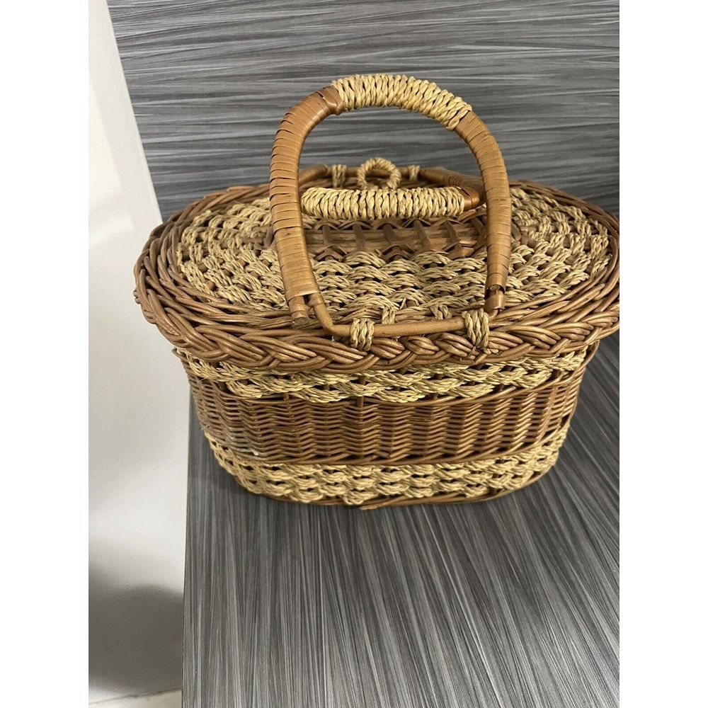 Antique Vintage French Wicker Basket